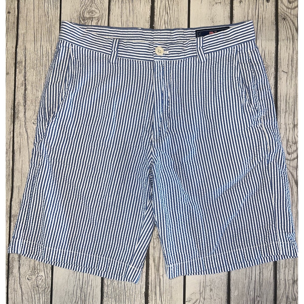 Vineyard Vines Breaker Shorts Mens Size 30 Blue Seersucker Chino 8" Inseam